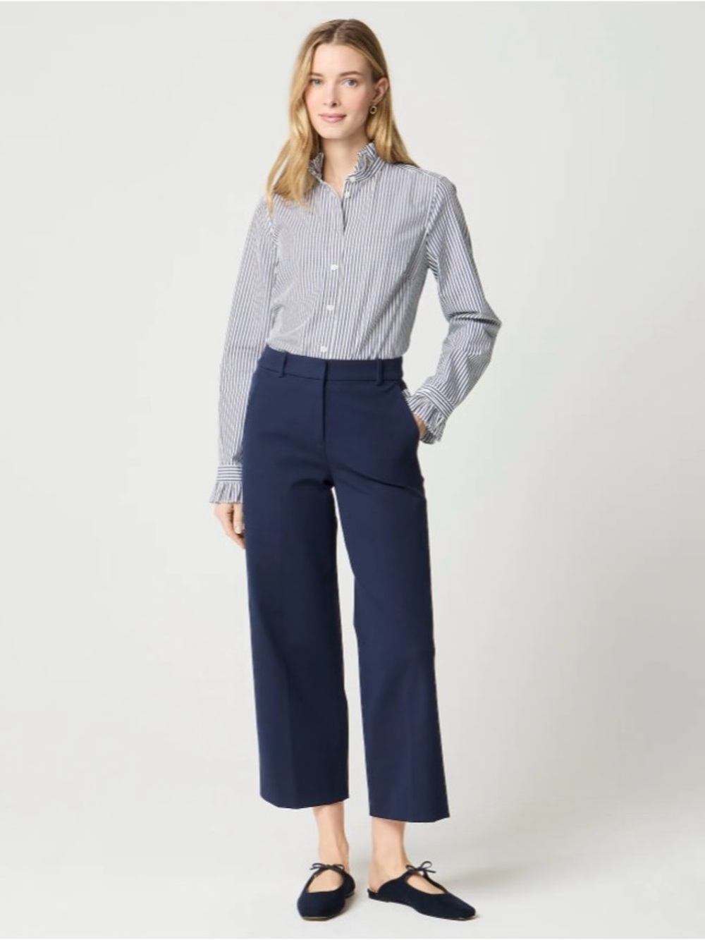 NWT J. Crew Petite Remy Wide-leg Cropped Pant Navy Blue